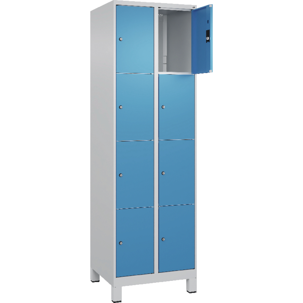 Fächerschrank mit Füßen B600xT500xH1950 Korpus RAL 7035 LichtgrauTüren RAL 5012