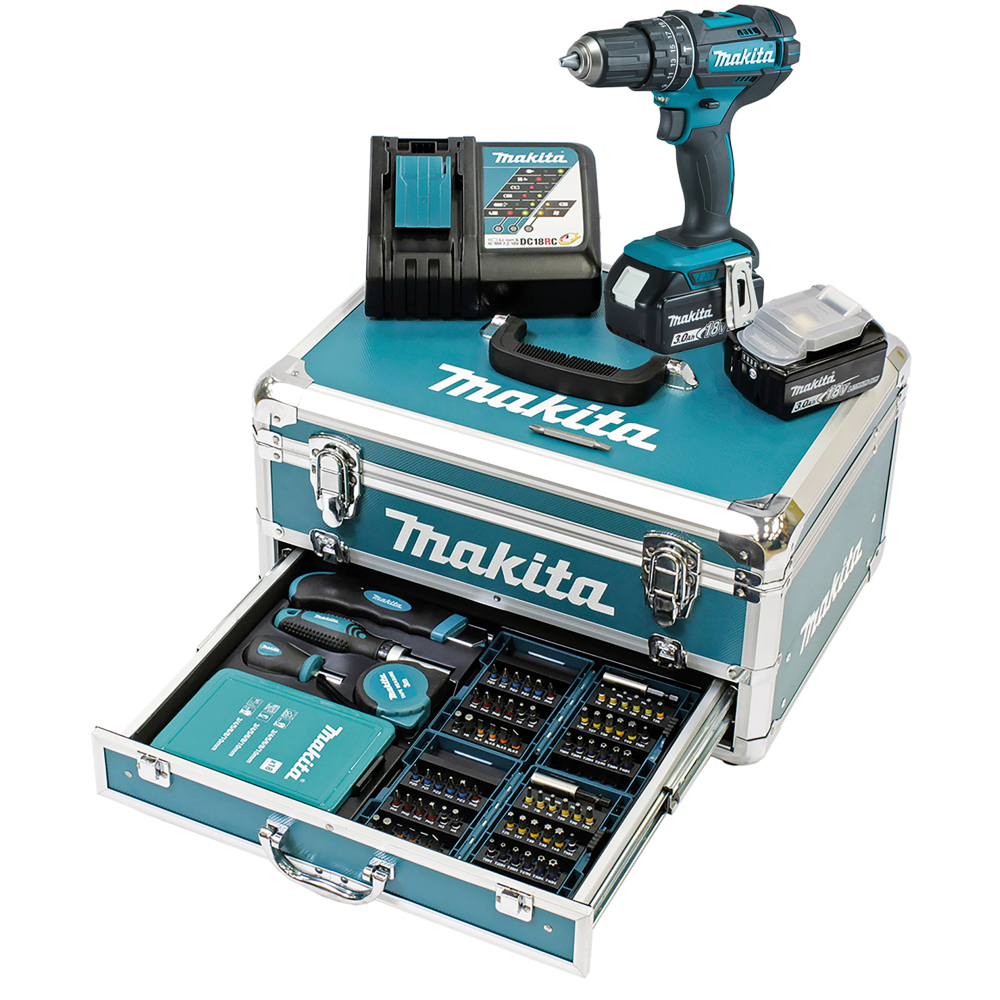 Makita Akku-Schlagbohrschrauber DHP482RFX9 18V / 3,0Ah, 2 Akkus +