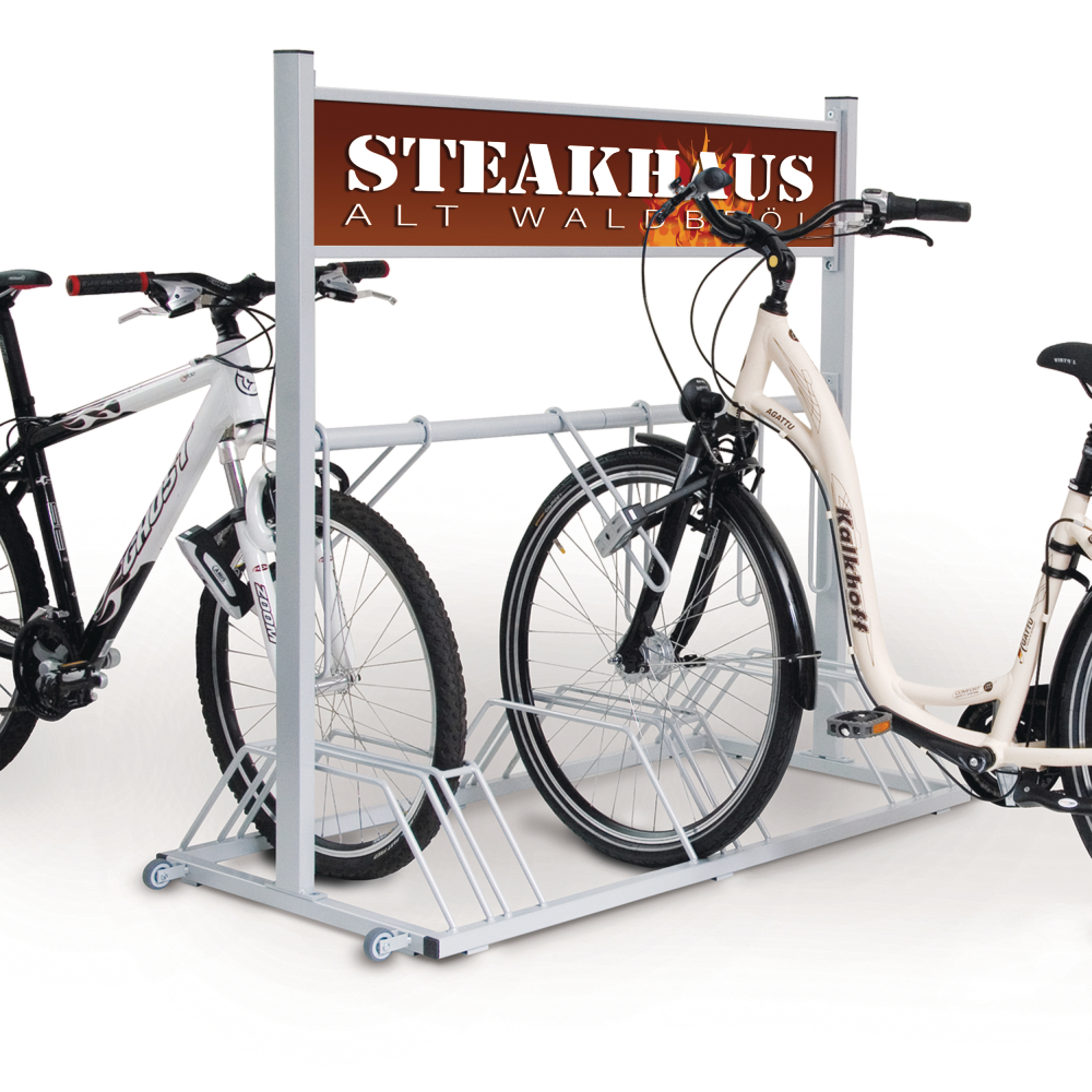 Werbe-Fahrradständer 6 Stellpl. 3,2m RAL 9006