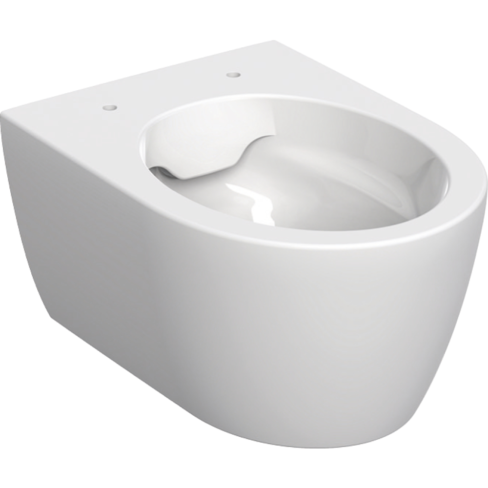 Wand-Tiefspül-WC iCon weiß, geschlossene Form, Rimfree, verkürzter Auslauf