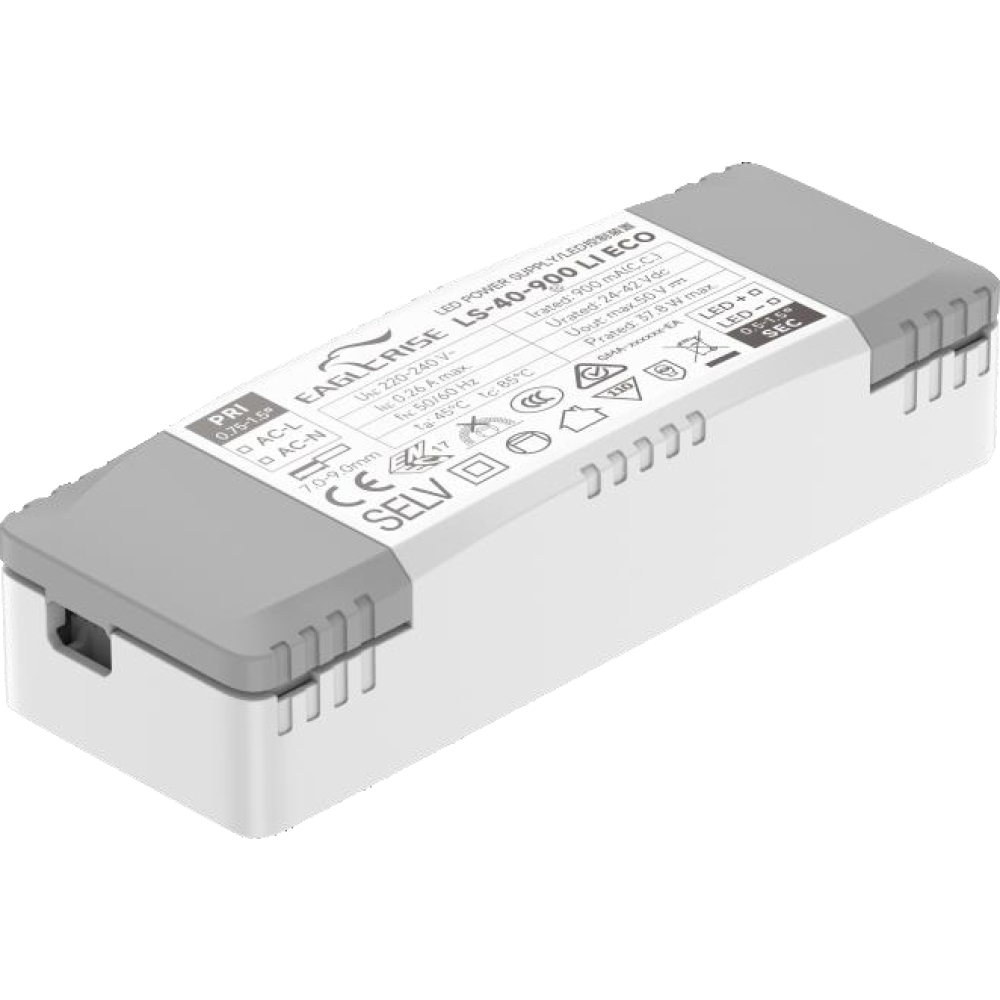 LED Konverter 38W 900mA on/off 24-42V AMP Stecker sekundär, Anschlußbox primär
