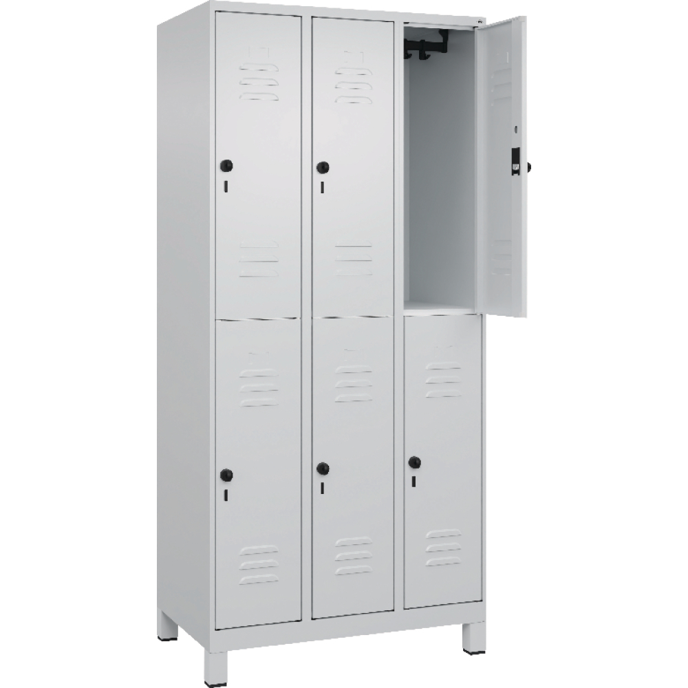 Doppelst. Schrank CLASSIC B900xT500xH1950 mm RAL 7035/7035,