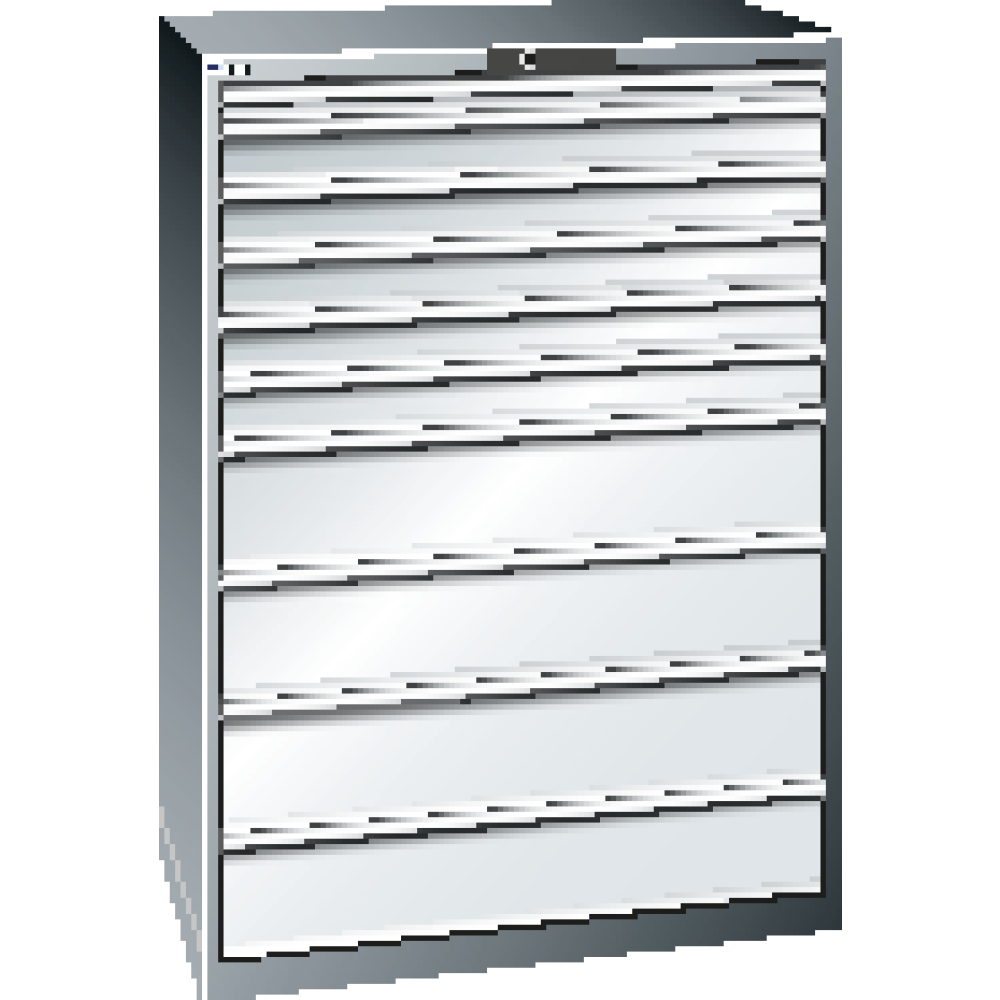 Schubladenschrank blau H1450, 10 Schubl.