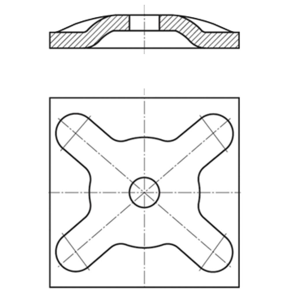 Unterlagsplatte D15,0 geprägt 120x120x10mm verz