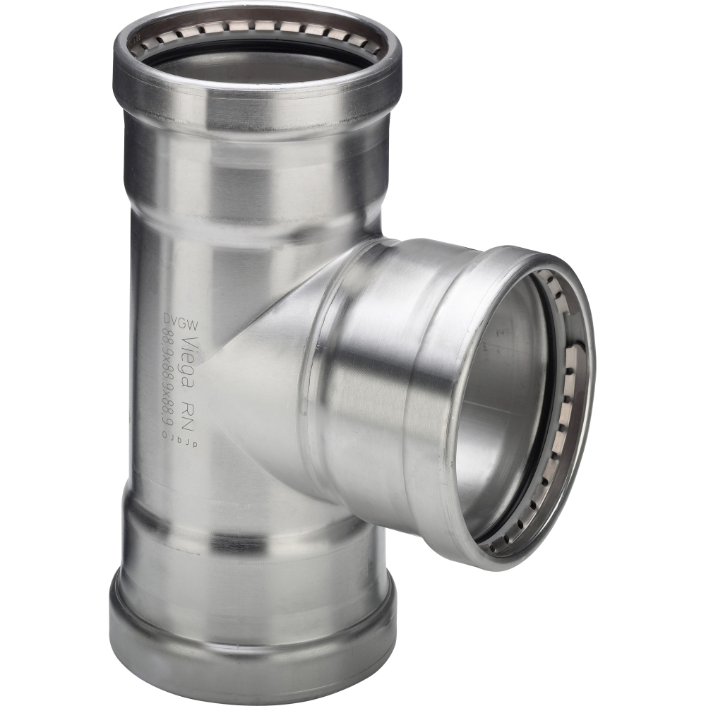 Viega T-Stück Sanpress Inox 2318XLLF 108x88,9x108mm, m SC- Contur, labs-frei