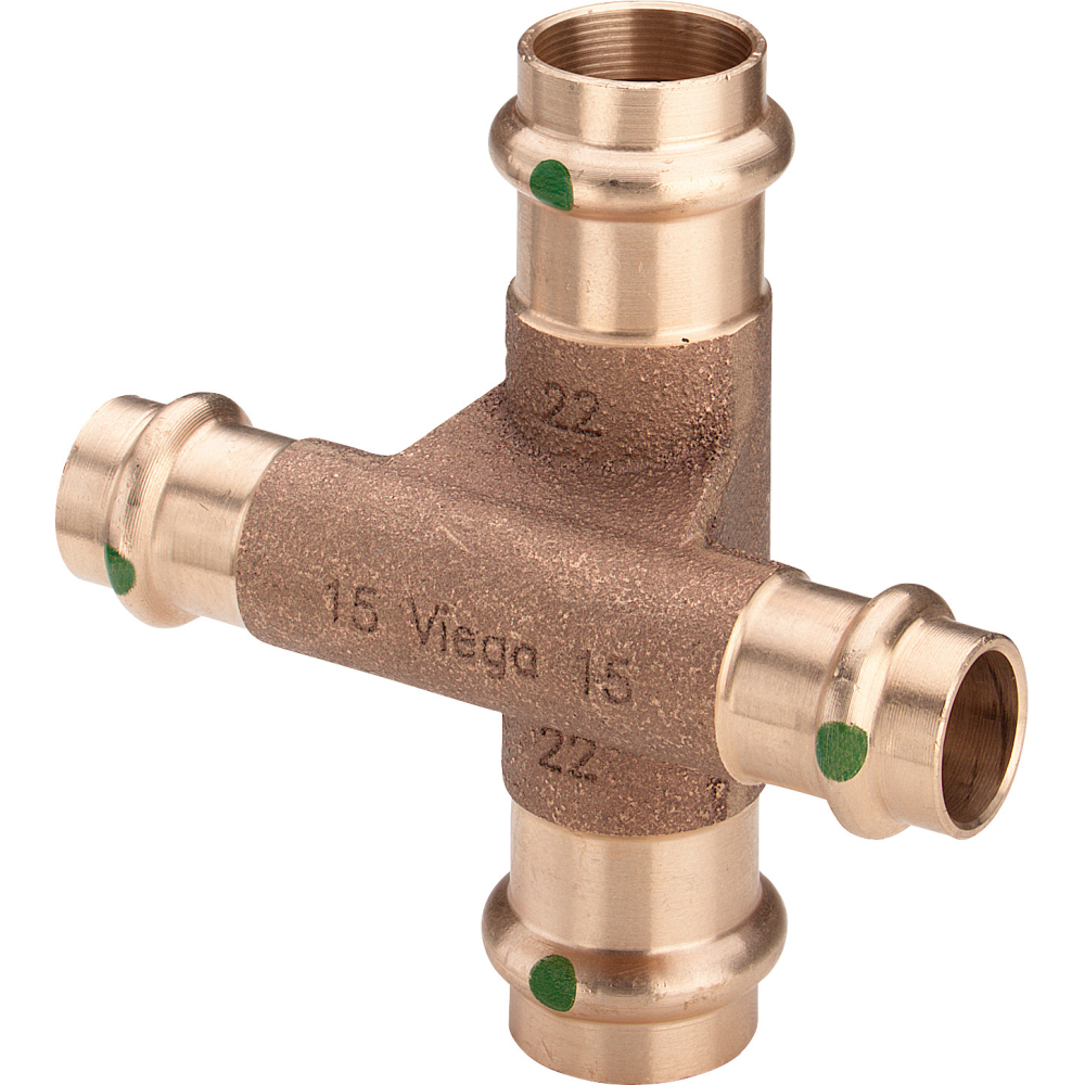Viega Kreuzstück mit SC Profipress Therm 2244 in 15x15mm Rotguss