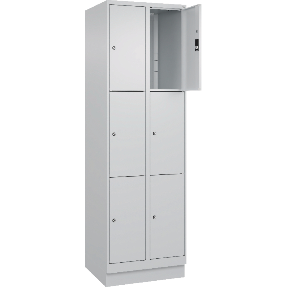Fächerschrank CLASSIC B600xT500xH1950 mm RAL 7035/7035, 2x3 Fächermit 100 mm
