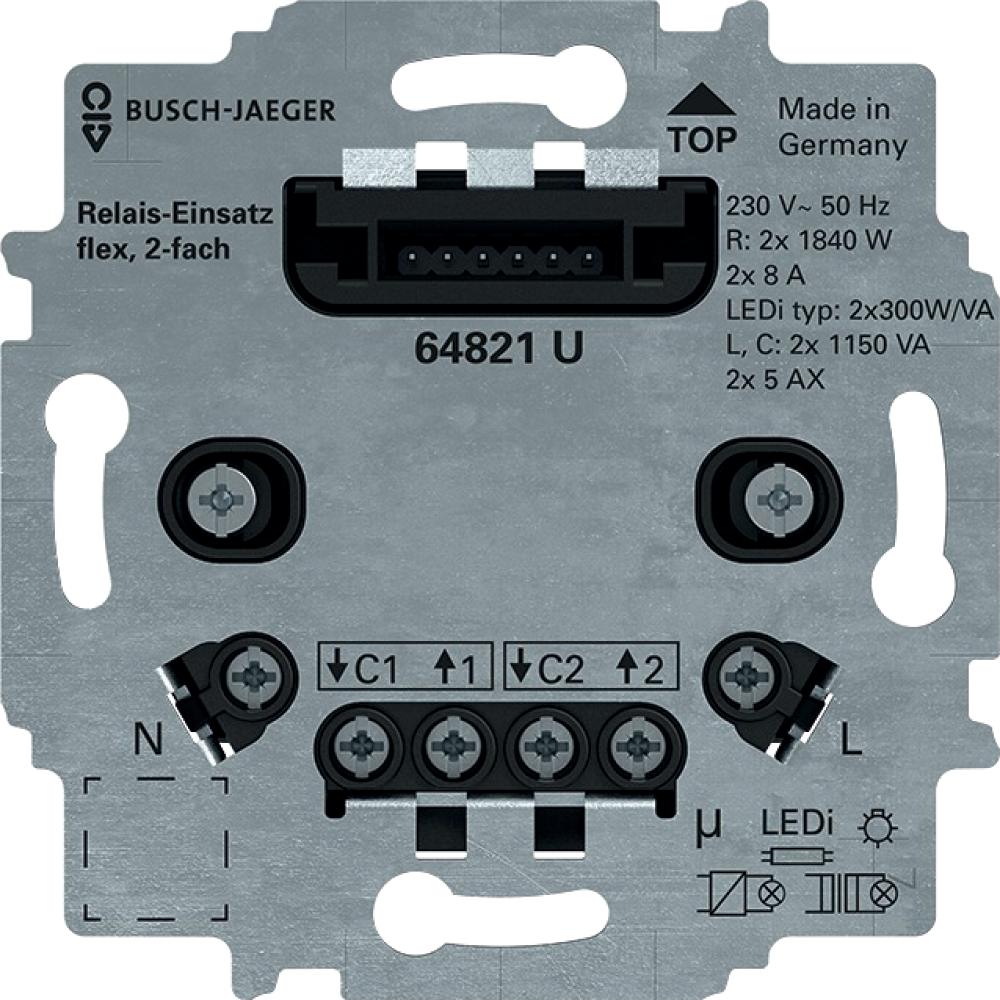 Busch-Wächter 180 flex Relais-Einsatz flex 2-fach, LED 64821 U