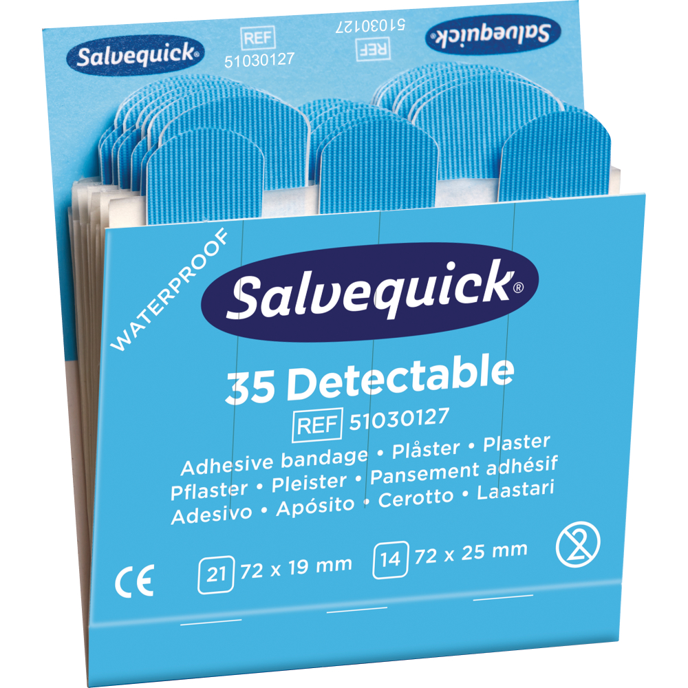 Salvequick Pflaster Nachfüllpackung Detektierbar Blau 6x35St.