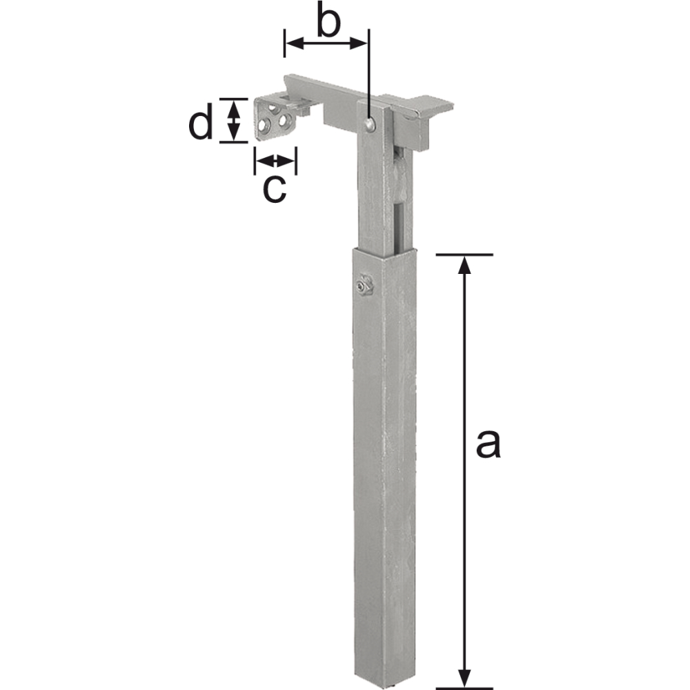 Torfeststeller zum Einbe- tonieren 120mm verstellb.
