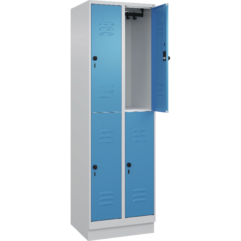 Doppelst. Schrank CLASSIC B600xT500xH1950 mm RAL 7035/5012,