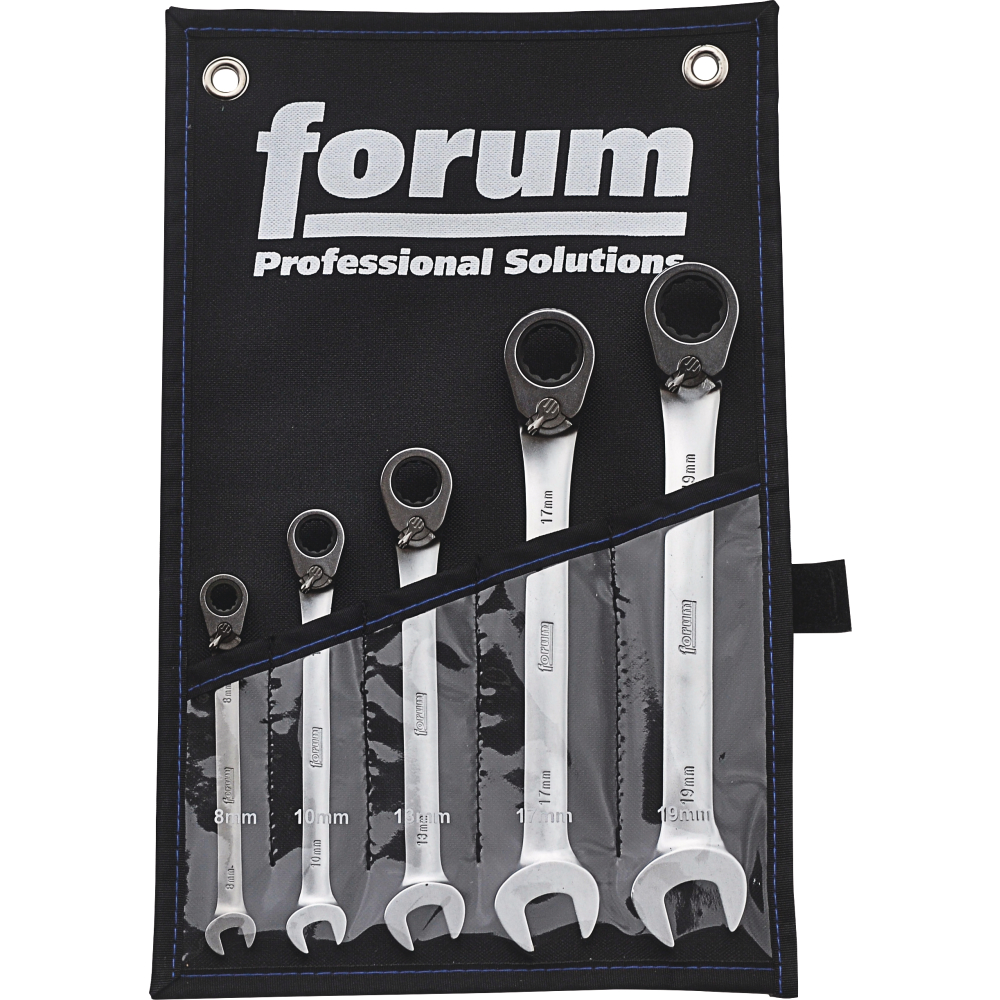 FORUM Ratschenschlüssel-Satz umschaltbar 8-19mm 5-teilig in