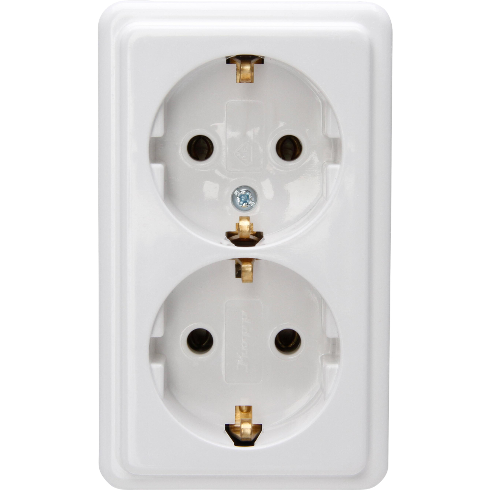 AP 2-Fach Schutzkontakt-Steckdose 250V,16A,  IP20, Farbe: arktisweiß