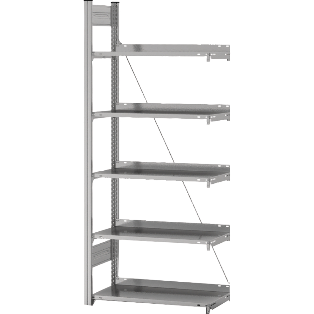 Anbauregal zerlegt HZA 23310 EX, 7 Böden 2350x300x1000mm verzinkt