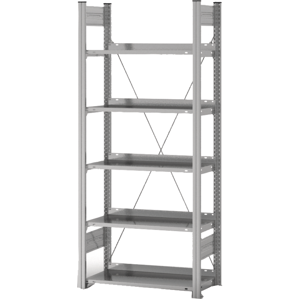 Grundregal zerlegt HZG 27307 EX, 8 Böden 2700x300x750mm verzinkt