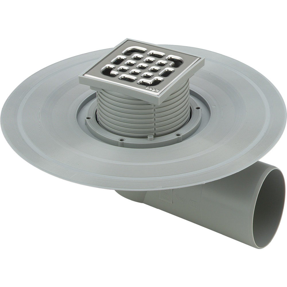 Viega Balkonablauf 4943.2 DN 70 Rost 100x100mm waagerecht