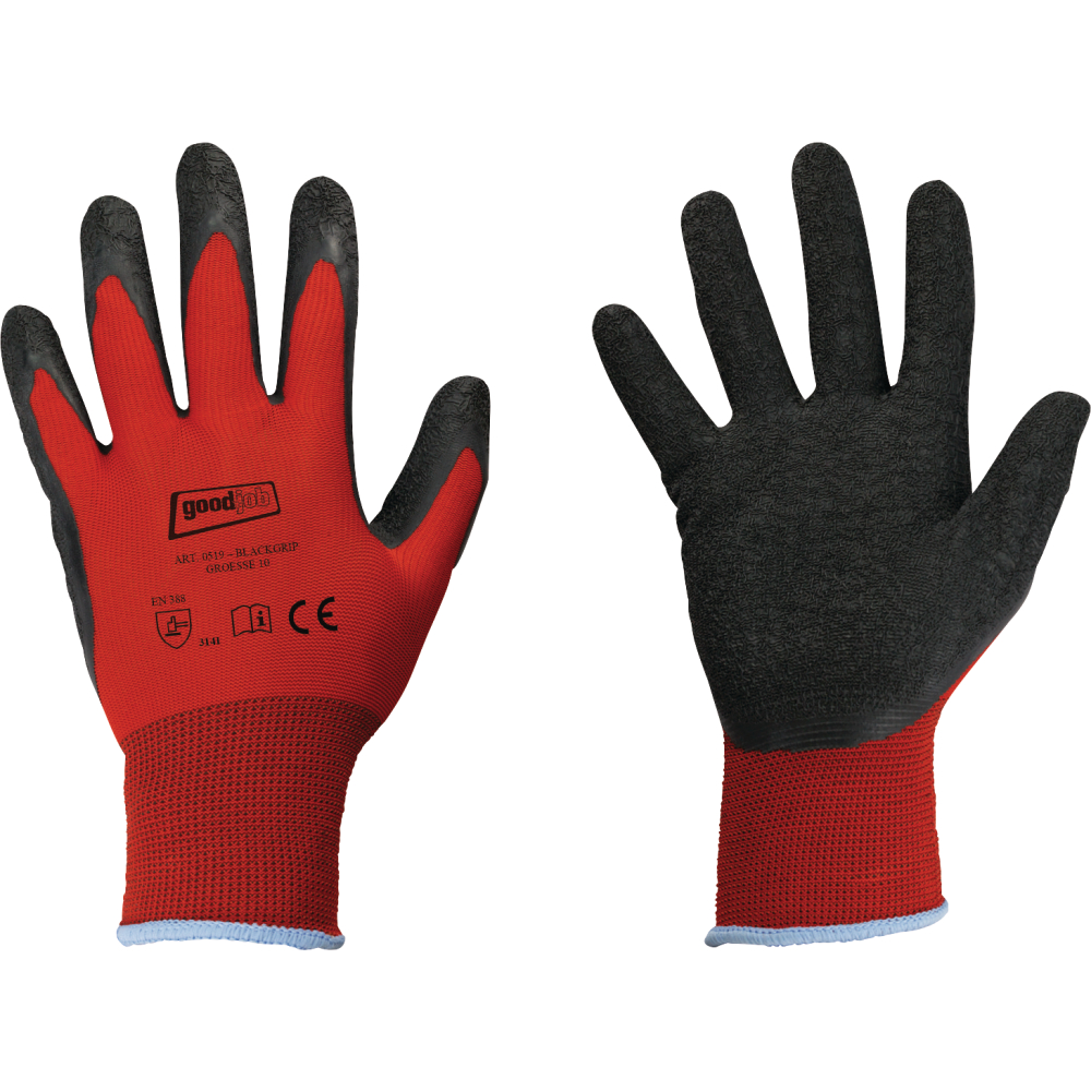 GOODJOB® Handschuh BLACK GRIP rot-schwarz Gr.10