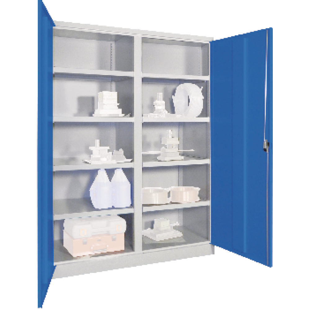 Schwerlastschrank m.Türen H1950xB1470xT630mm 8 Böden RAL
