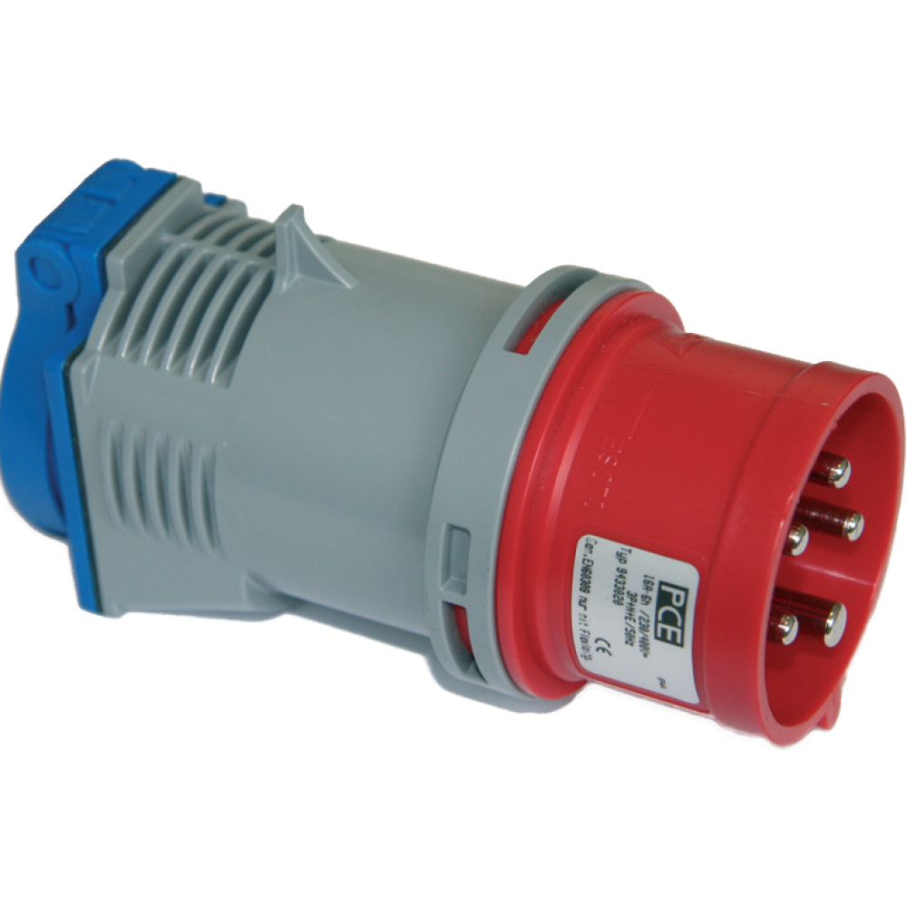 Adapter CEE Stecker 16A 5p auf Schukosteckd. IP44