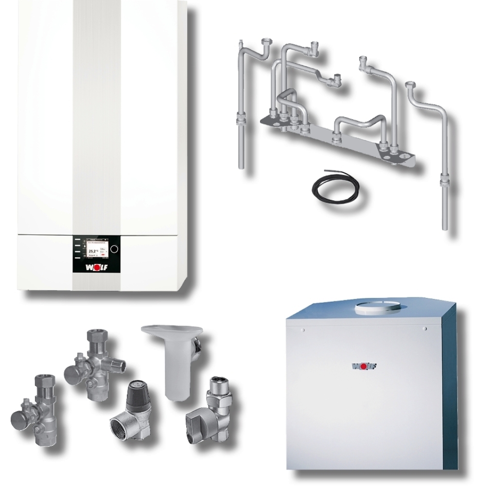 Wolf Paket Brennwerttherme CGB-2-20 Speicher CSW-120, BM-2, Aufputz