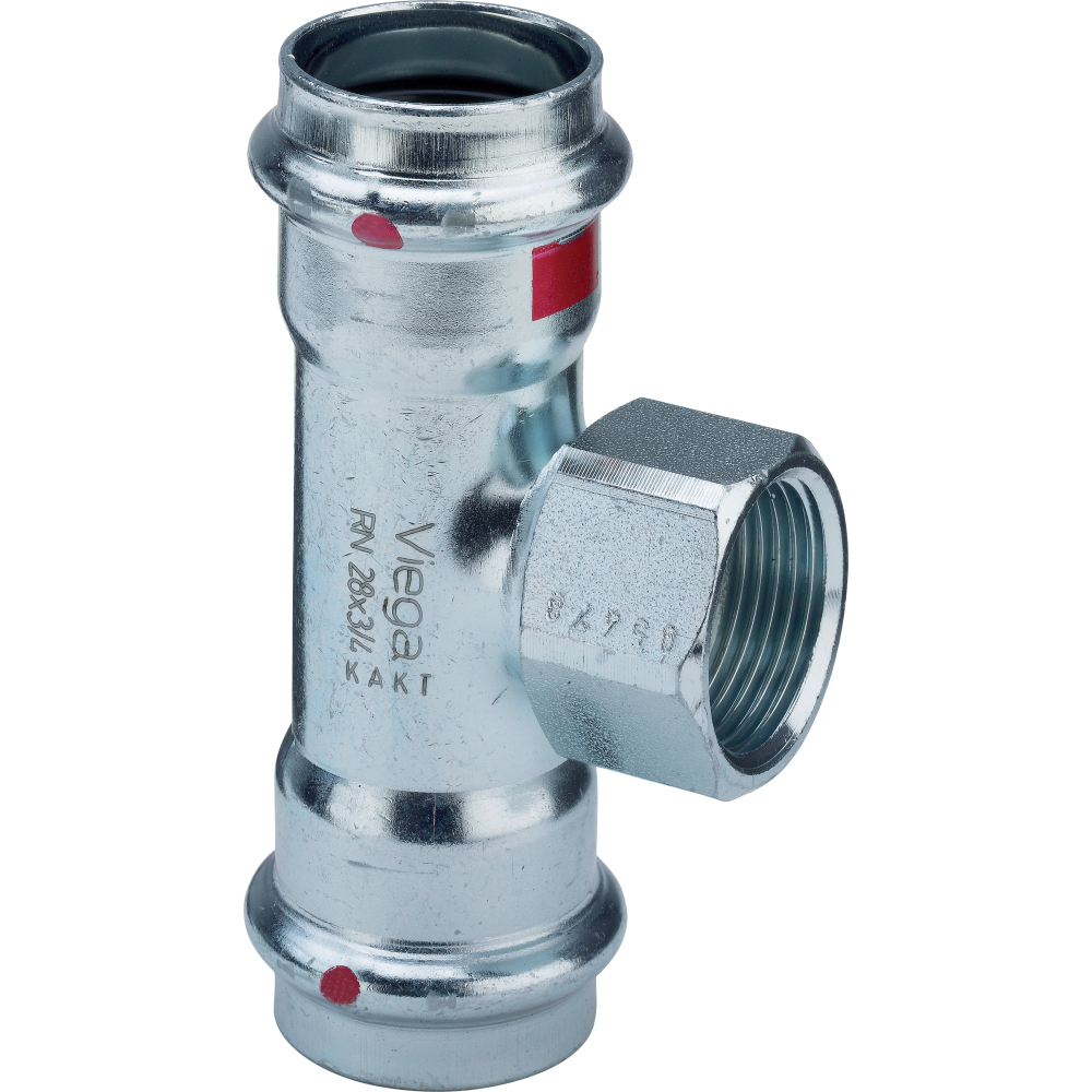 Viega T-Stück mit SC Prestabo 1117.2 in 22mm x Rp3/4 x 22mm Stahl verzinkt