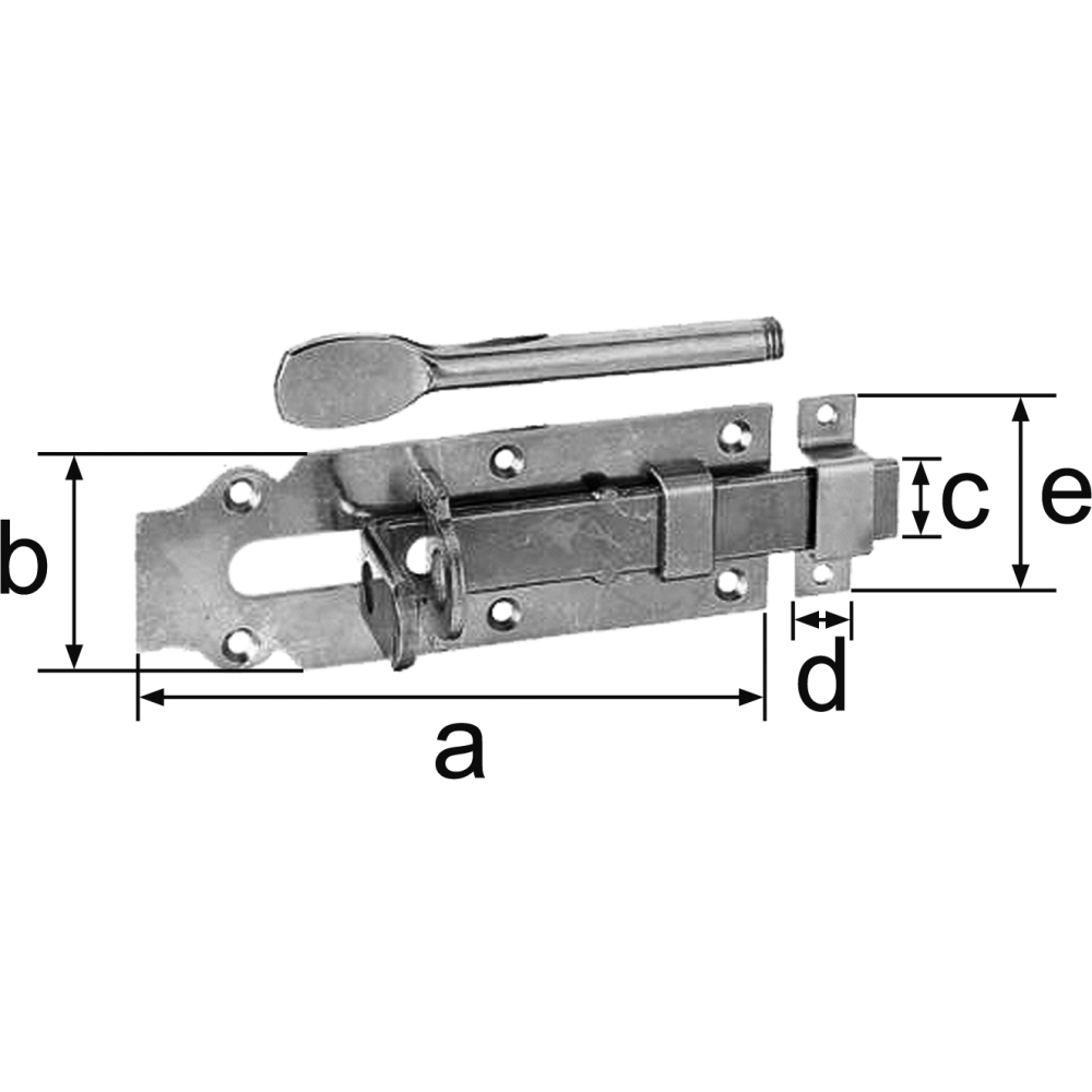 Stalltür-Schlossriegel vz 160mm m.Stift u. Schlaufe