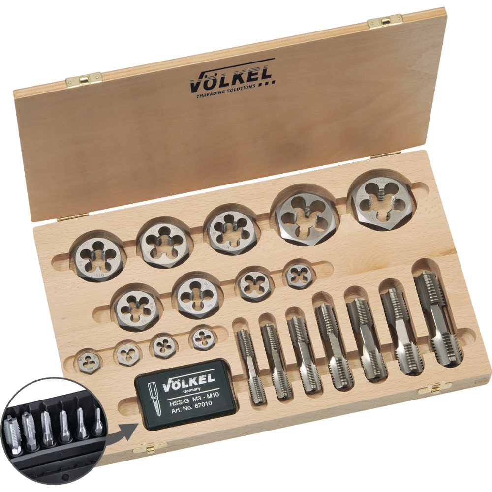 VÖLKEL Gewindebohrersatz HSS-G HexTap 12-tlg. G 1/8-1"