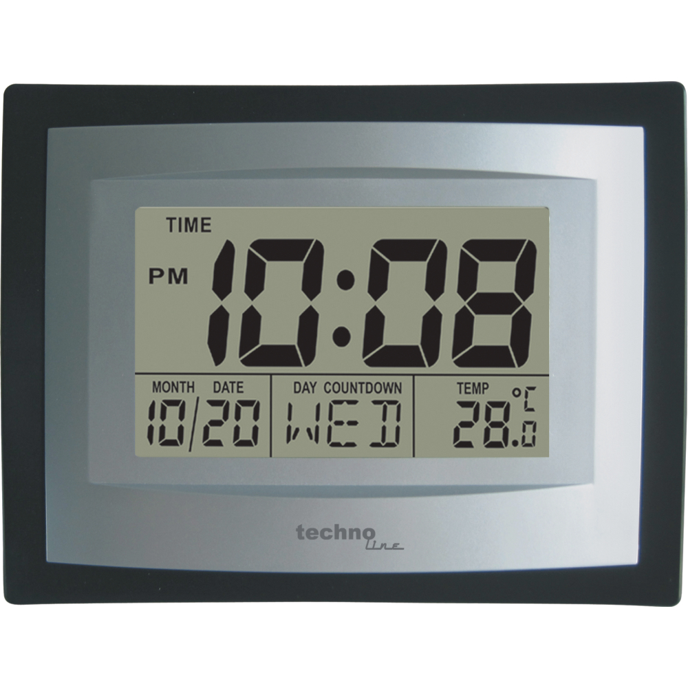 Wanduhr digital WS 8004 silber-schwarz