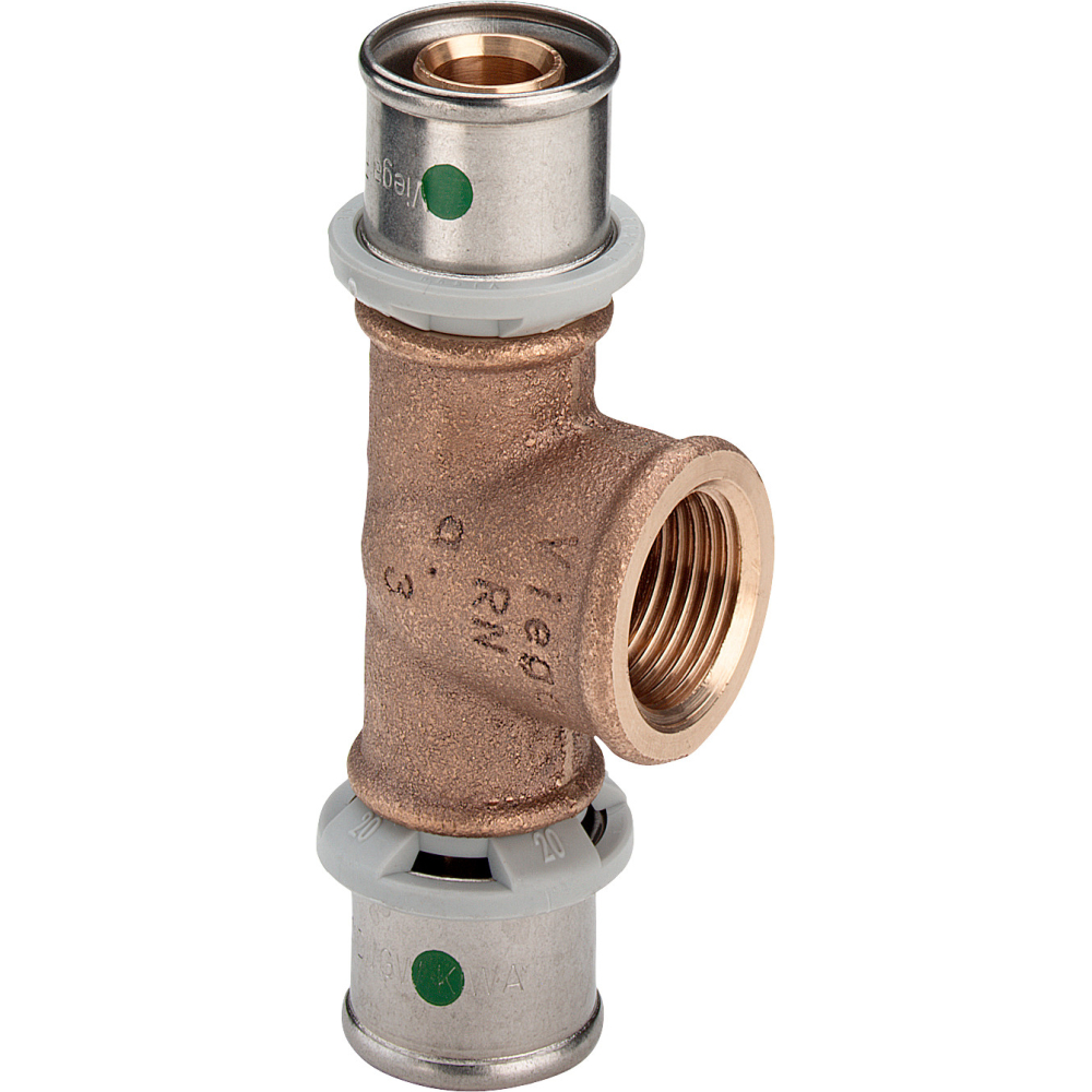 Viega T-Stück mit SC Sanfix P 2117 in 16mm x Rp1/2 x 16mm Rotguss