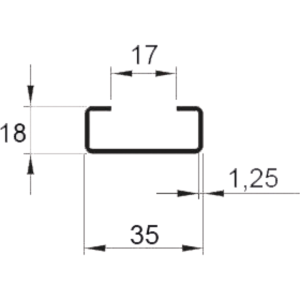 C-Profilschiene gelocht 35x18x1,25x2000mm