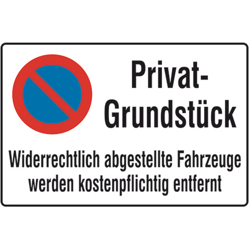 Symbol Privat-Grundstück Aluminium geprägt