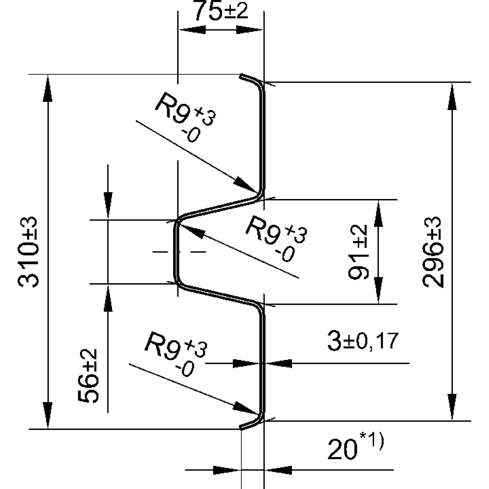 Schutzplankenholm B gerade L=4300mm