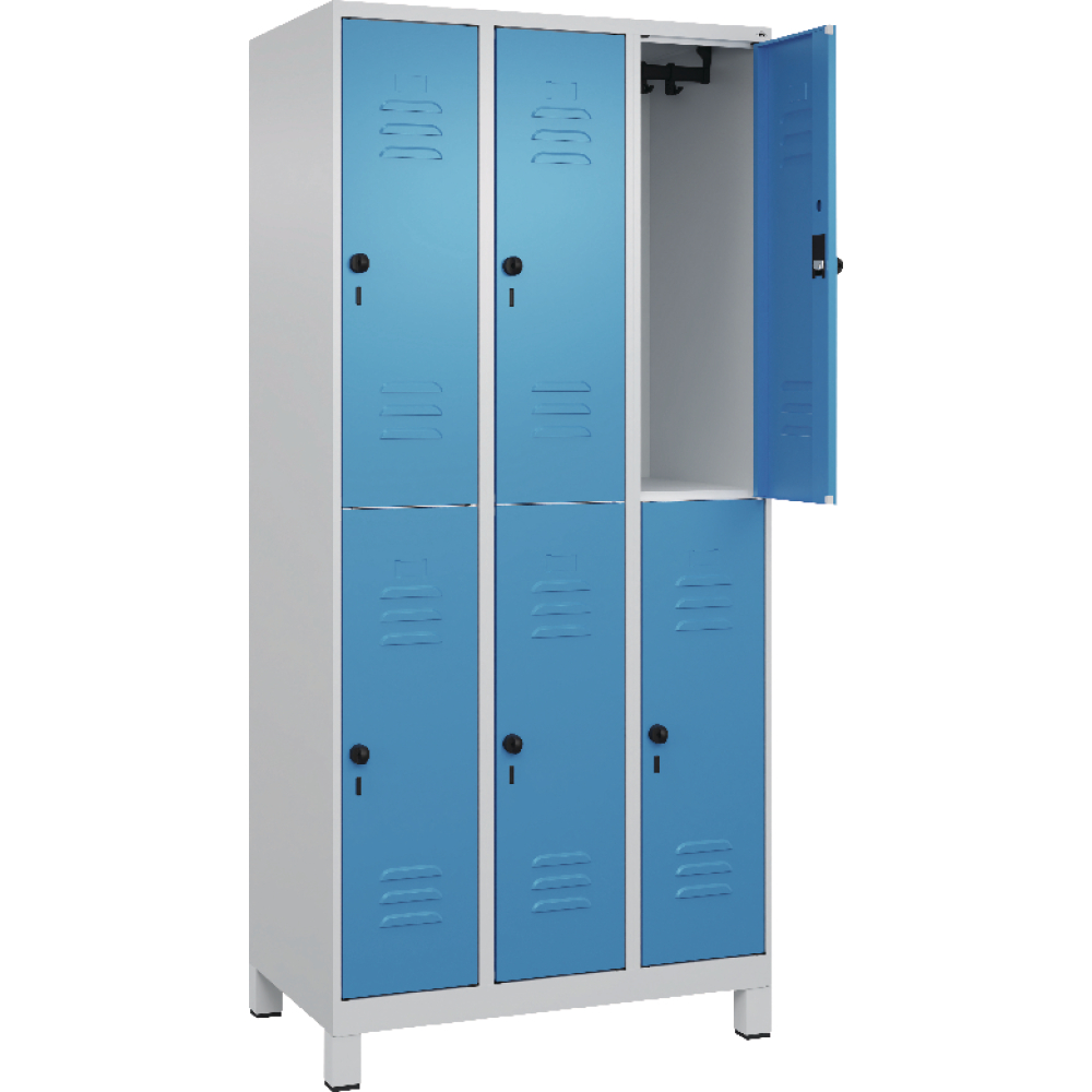 Doppelst. Schrank CLASSIC B900xT500xH1950 mm RAL 7035/5012,