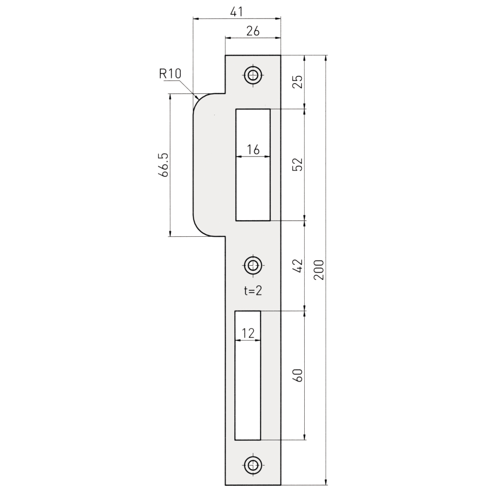 Lappenschließblech S 24 kantig DIN rechts für stumpfe Zimmertüren