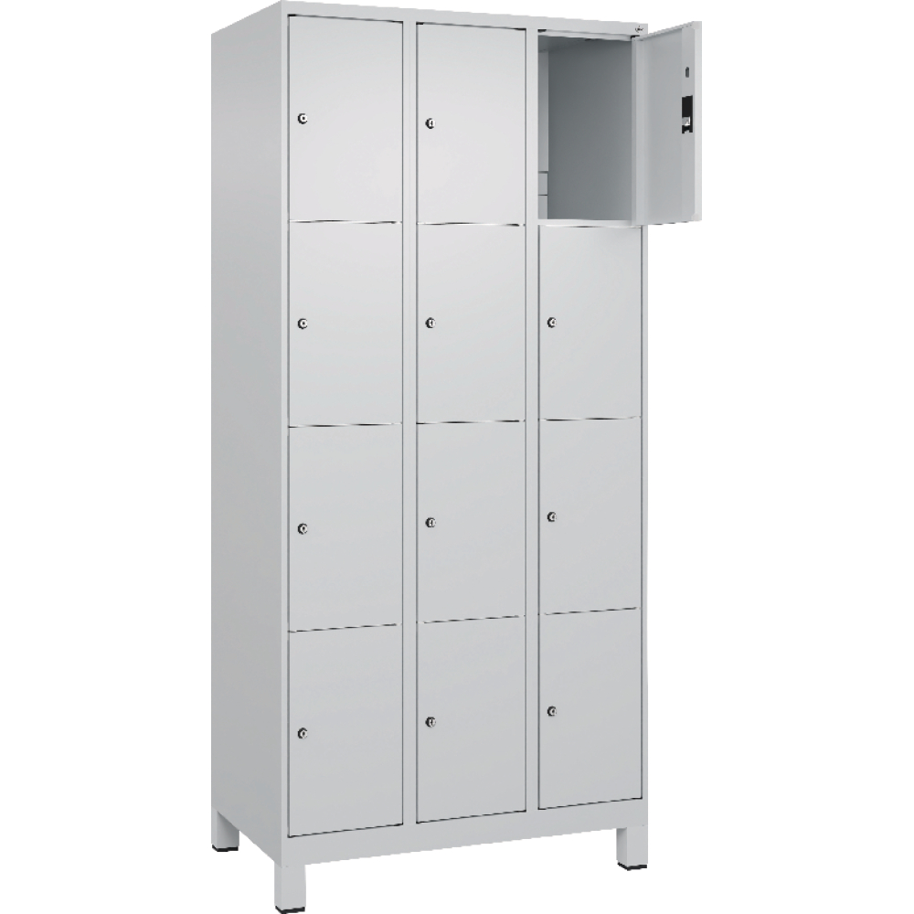 Fächerschrank mit Füßen B900xT500xH1950 Korpus RAL 7035 LichtgrauTüren RAL 7035