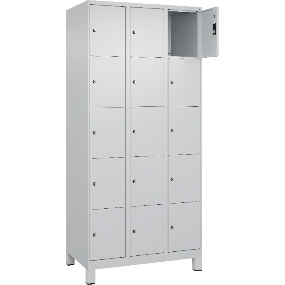 Fächerschrank mit Füßen B900xT500xH1950 Korpus RAL 7035 LichtgrauTüren RAL 7035