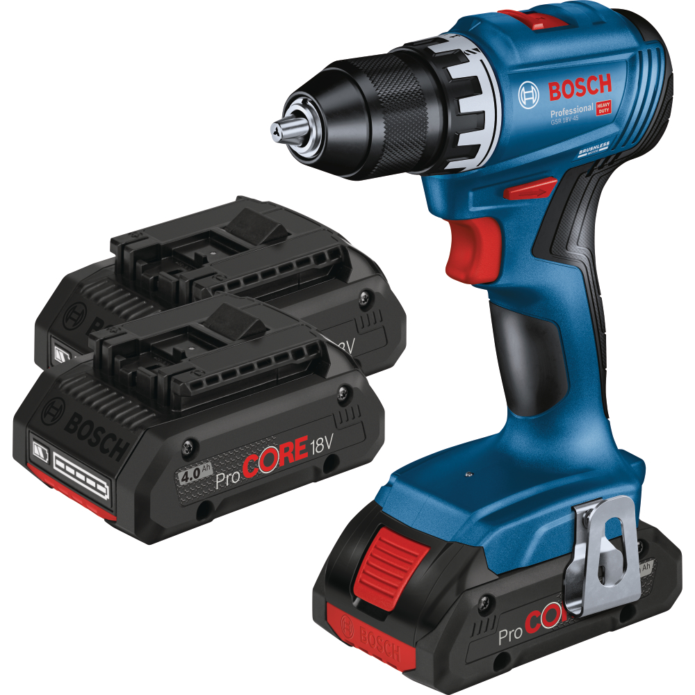 Bosch Profi-Set mit Akku-Bohrschrauber GSR 18V-45 + Ladegerät GAL 18-40V