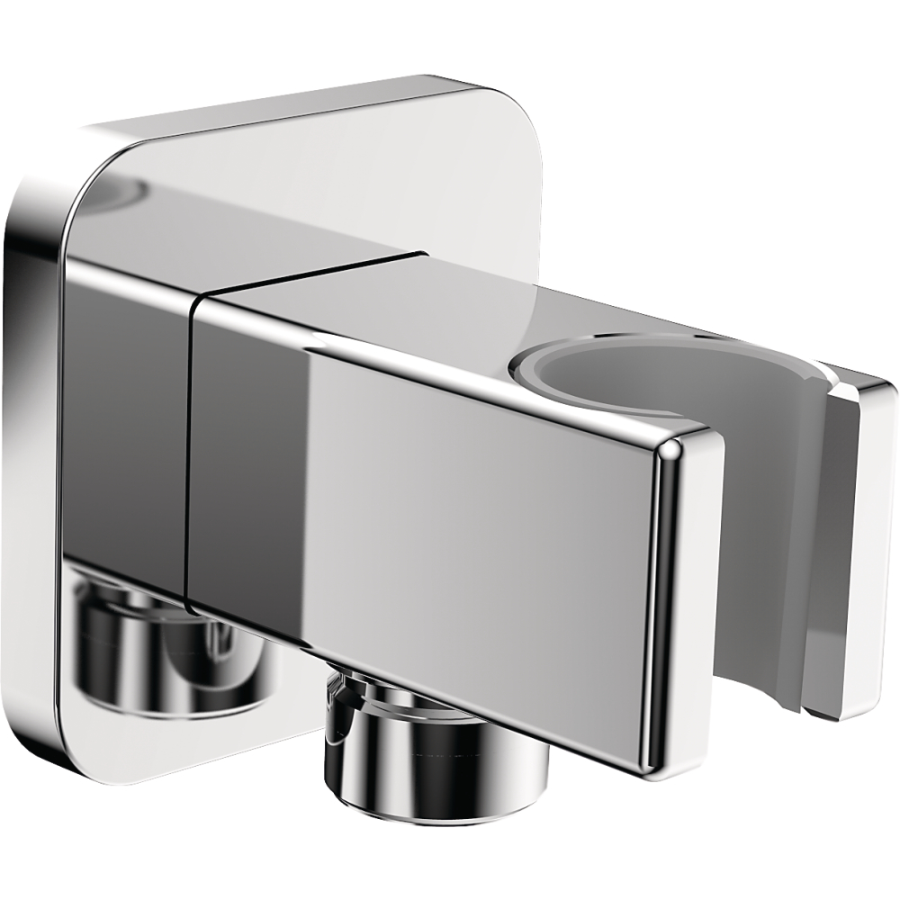 FORMAT Design 2.0 Wandanschlussbogen 1/2", m Halter, eigensich, MS verchromt