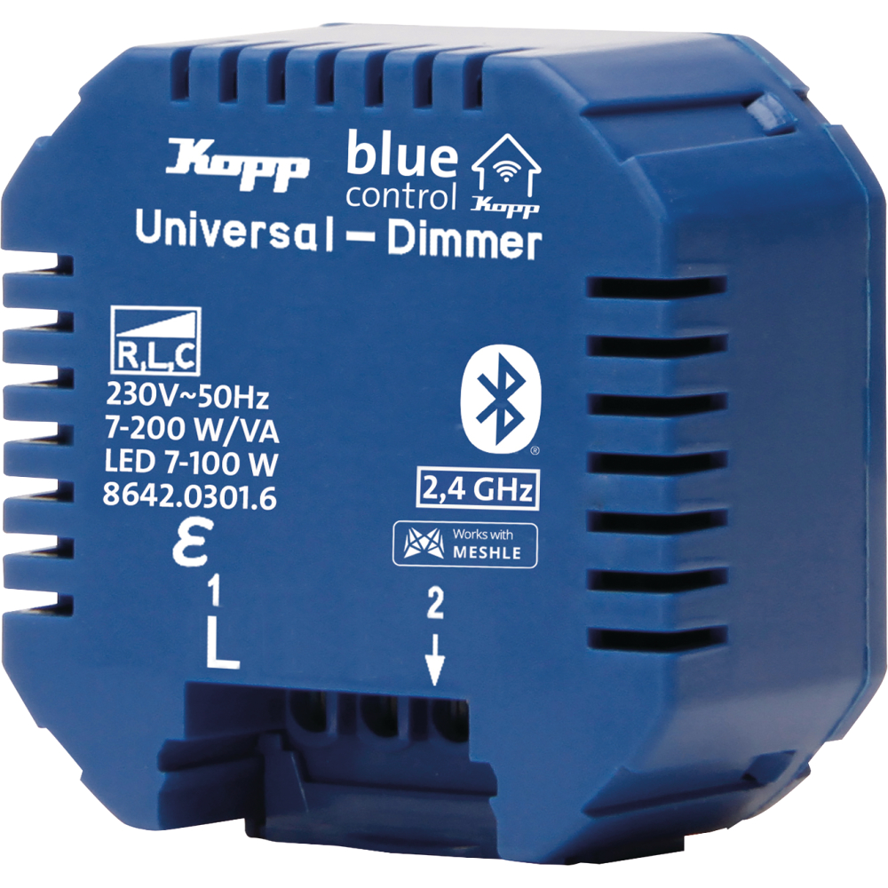 Kopp Blue-control Universal Dimmaktor 1-Kanal, 2-Draht, mit Bluetooth Mesh-