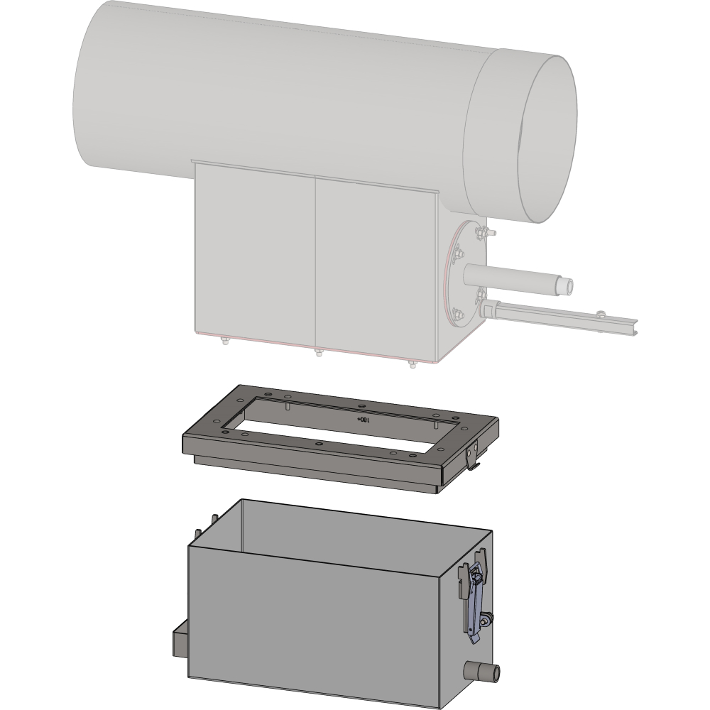 Staubbox für OekoTube-Inside mit Adapter für horizontalen Einbau