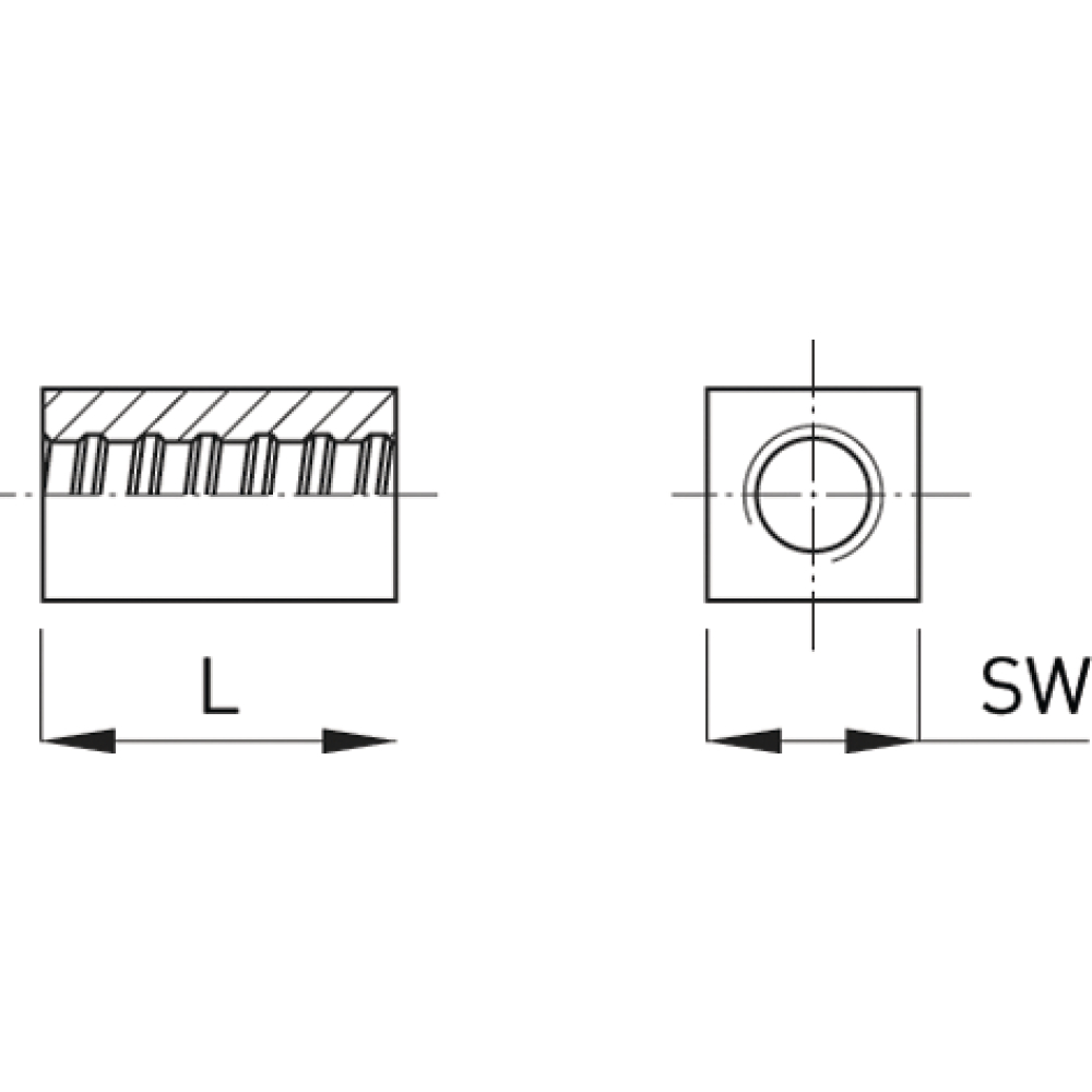 Anschweißstück Vierkant SW 30x50mm schwarz
