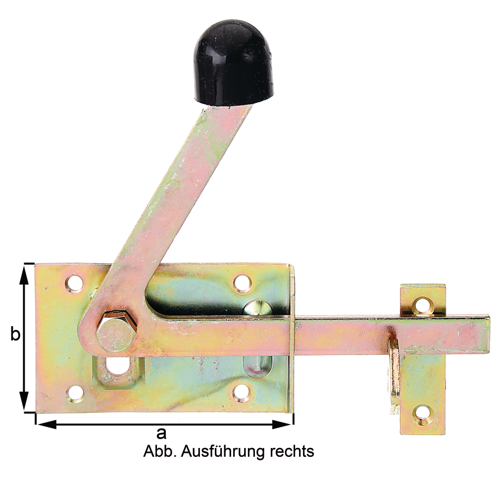 Gartentorfalle gelb verz. 100x60mm mit Klinkhaken