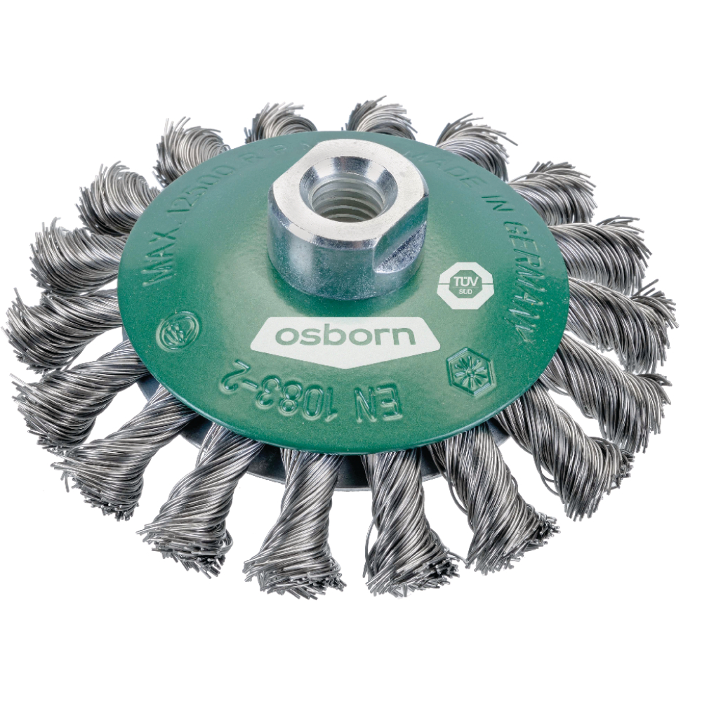Osborn Kegelbürste Stahldraht rostfrei, gezopft M14 100x0,35mm