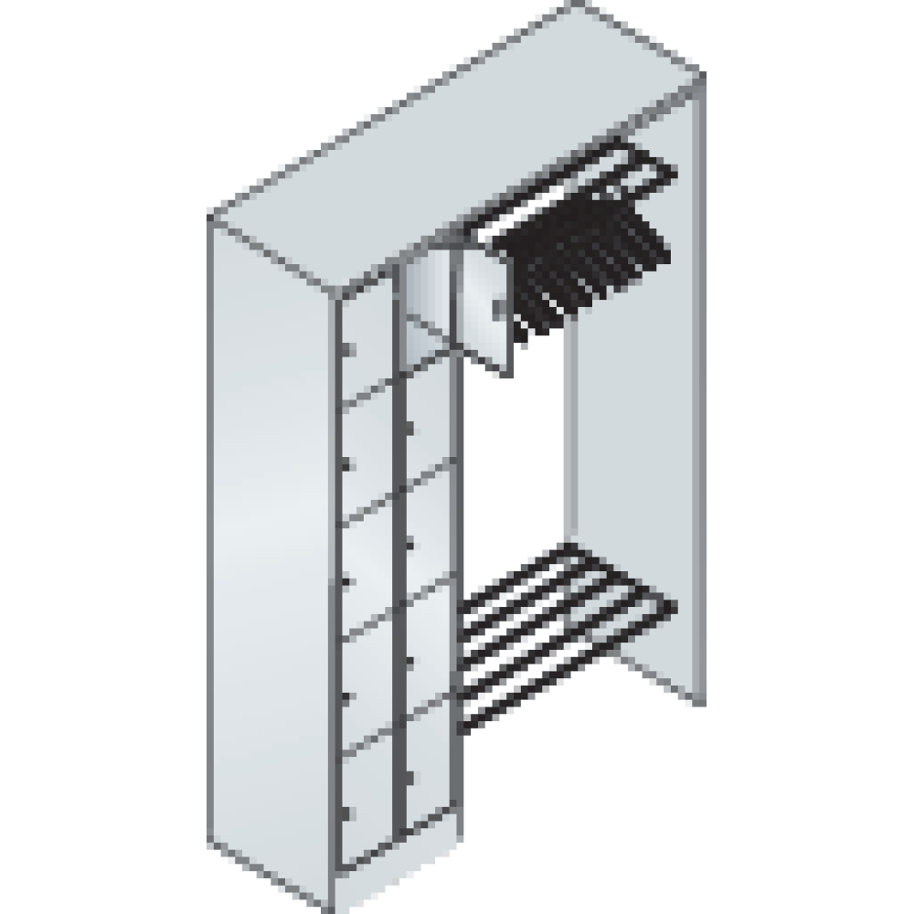 Offene Garderobe B1410xT480xH1950 mm RAL 7035 10 Bügel 1x10 Fächer B190 mm CP