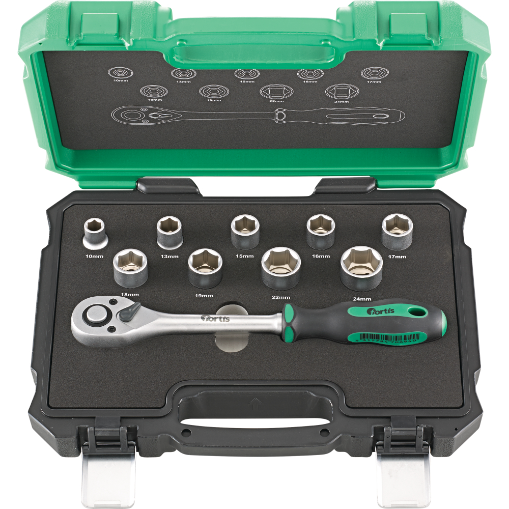 FORTIS Steckschlüssel-Garnitur 1/2" 10-teilig