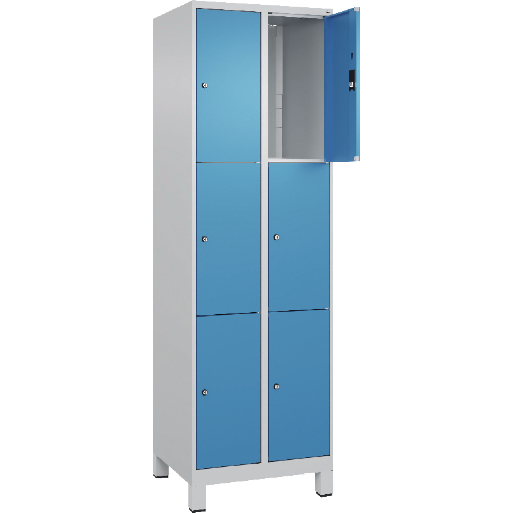Fächerschrank mit Füßen B600xT500xH1950 Korpus RAL 7035 LichtgrauTüren RAL 5012