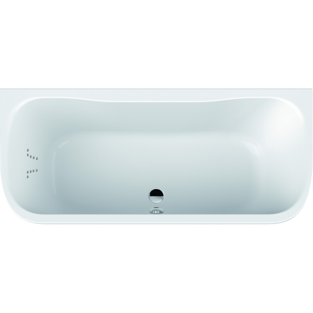 FORMAT Design Oval-Vorwand-Poolwanne 180x80cm, Vital, Rückendüsen links, weiß