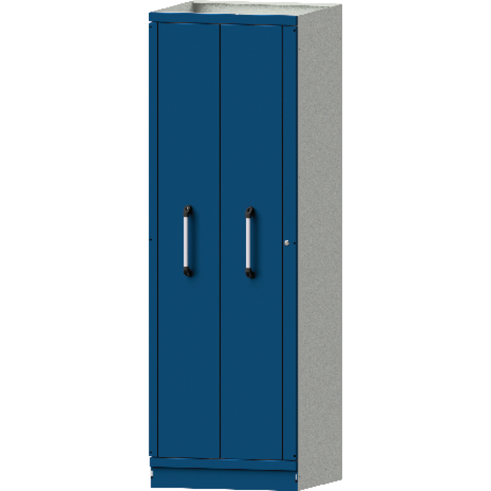 Vertikalauszugschrank B715xT720xH2200mm RAL 7035/5012 3 VertikalWannen