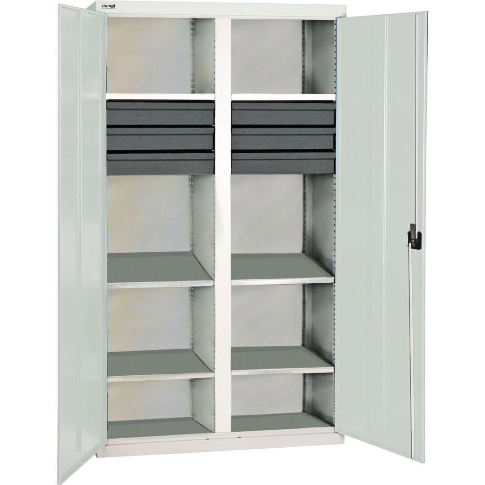 Werkzeugschrank S3000 RAL 7035/7016 2 Abt., 6 Wannenböden 6 Schubladen