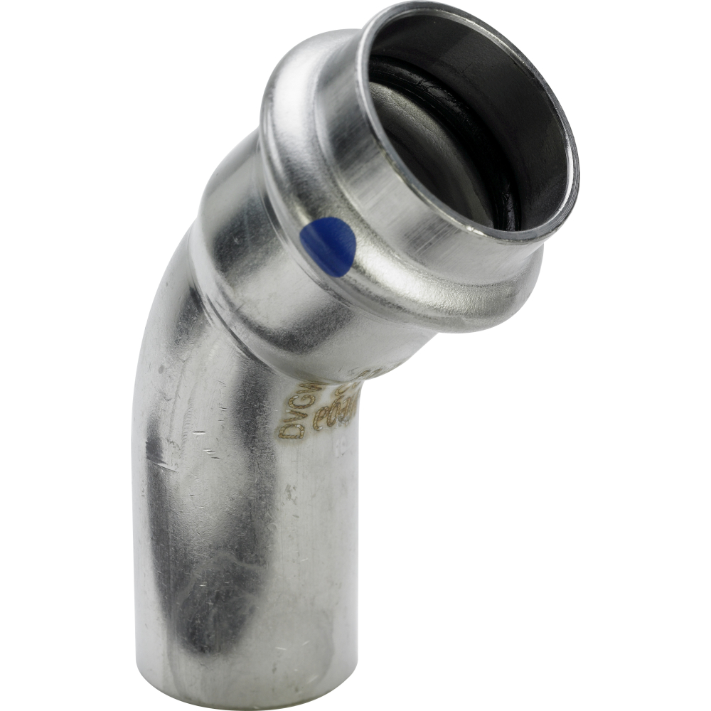 Viega Bogen Sanpress Inox 2326.1LF 35mm, 45Grad, mit SC- Contur, labs-frei